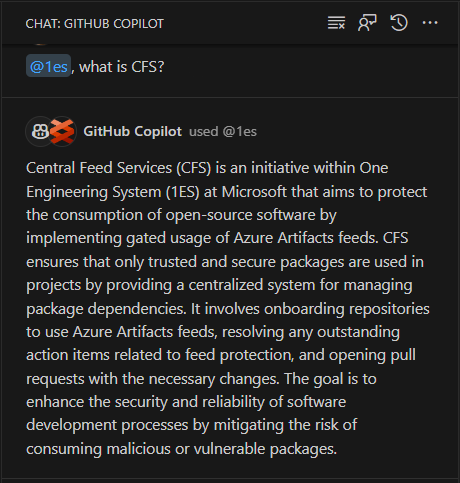 @1es participant answering a question about CFS, a Microsoft internal initiative