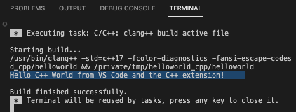 Hello World Terminal Output