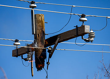 burnt power pole