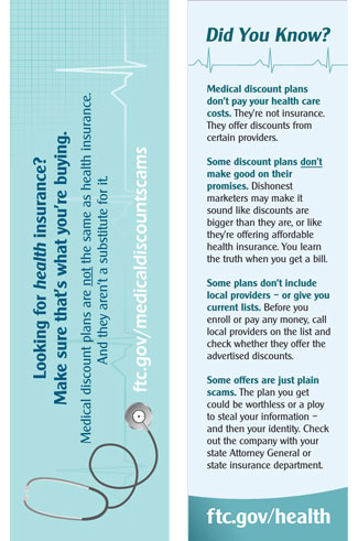 Medical Discount Scams bookmark