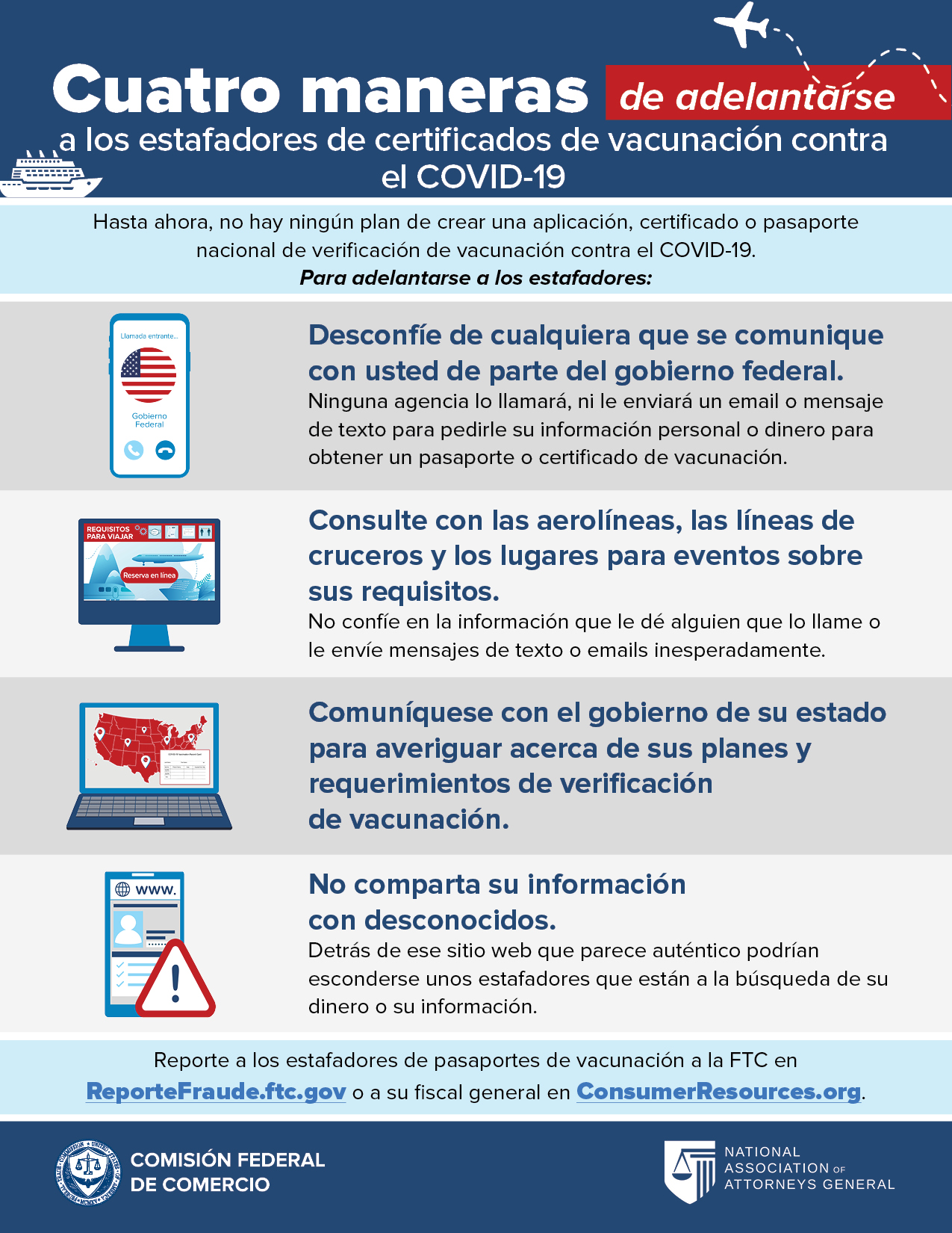 Cuatro maneras de adelantarse a los estafadores de certificados de vacunación contra el COVID-19