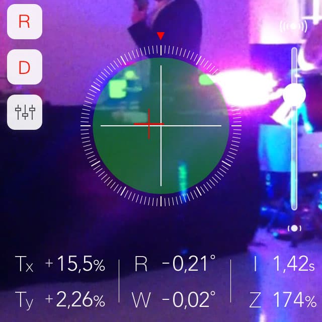 View of the instantaneous stabilization motion correction of a video