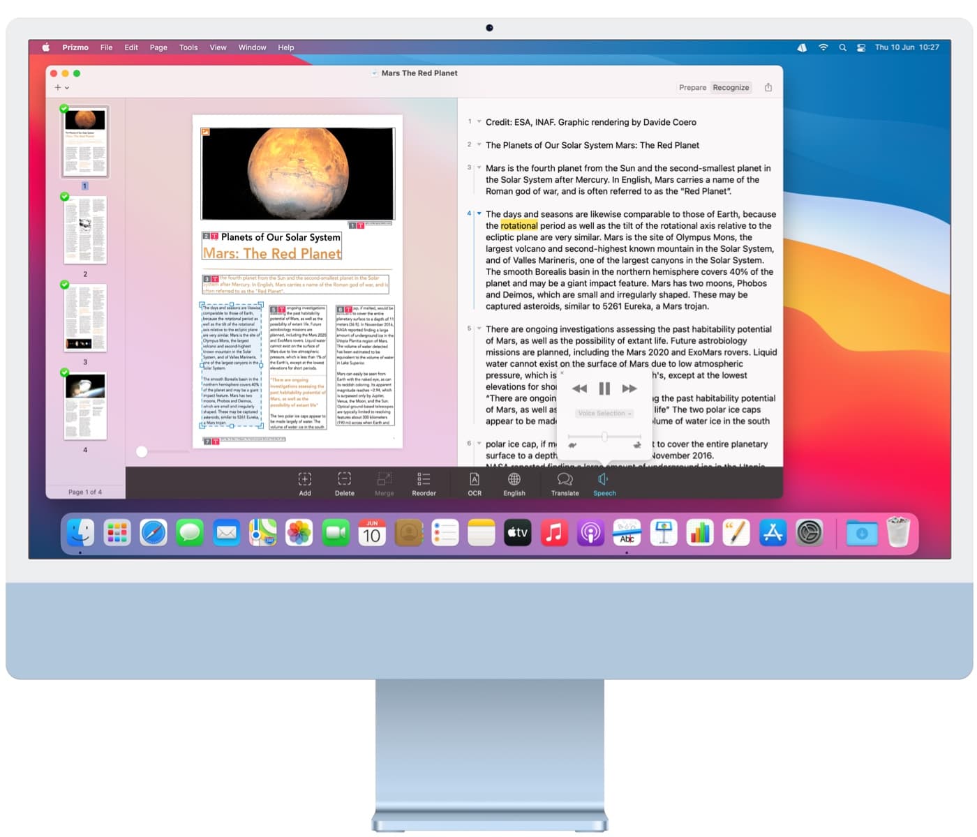 Scanning app interface with a recognized document showed on an iMac