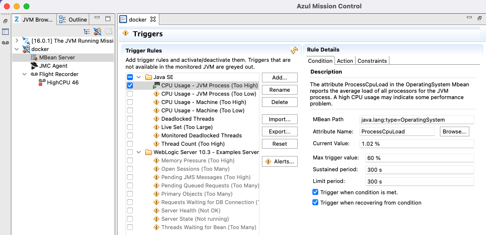 Flight Recording Trigger Condition