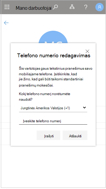 Personalo nario telefono numerio redagavimas "Mano darbuotojai"