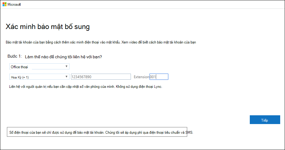 Thiết lập điện thoại văn phòng của bạn làm phương pháp xác minh