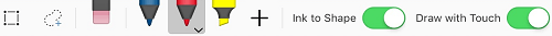 Basic inking tools on the Draw tab for Office iOS apps