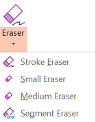 PowerPoint for Office 2019 has four erasers for digital ink.