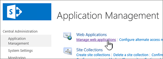 Open the web application settings