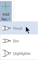 You can draw in ink with three different textures: a pencil, a pen, or a highlighter