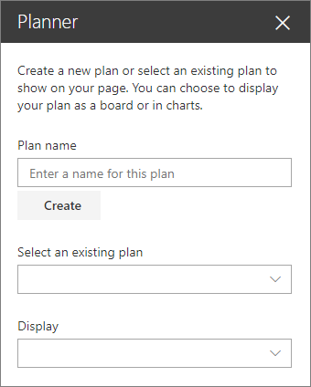 Planner web part toolbox