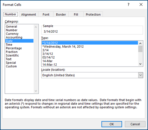 Format a cell as a date