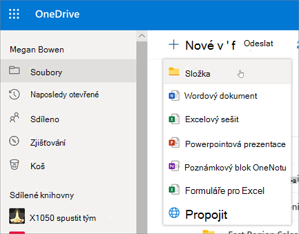Vytvoření složky na OneDrivu