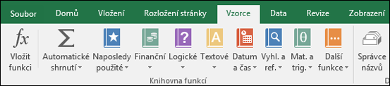 Karta Vzorce aplikace Excel na pásu karet