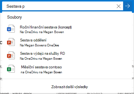 Hledat v OneDrive pro firmy