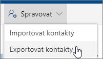 Na panelu nástrojů vyberte Spravovat a poté Exportovat kontakty.