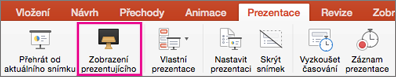 Zobrazení prezentujícího na kartě Prezentace