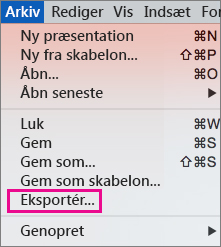 PowerPoint 2016 til Mac-fileksport