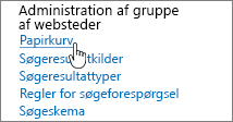Indstillinger under overskriften Administrator for gruppe af websteder med papirkurv fremhævet