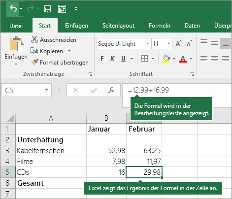 Beispiel einer einfachen Formel