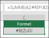 Excel zeigt den Fehler #BEZUG! an, wenn ein Zellbezug ungültig ist.