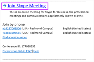 Outlook-Besprechungsanfrage "An Skype-Besprechung teilnehmen"