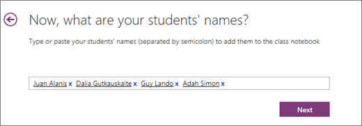 Προσθέστε ονόματα μαθητές στο Σημειωματάριο τάξης για το OneNote.