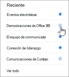 haga clic en el comienzo hueco situado junto a un sitio para seguirlo.