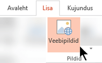 Valige tööriistaribalindil „Lisa“ ja siis „Veebipildid“.