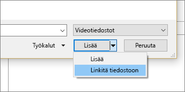 PowerPointin Lisää video -valintaikkuna