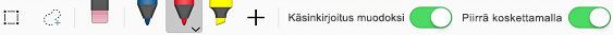 Office iOS -sovellusten Piirrä-välilehden perus käsinkirjoitustyökalut