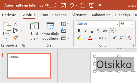 PowerPoint-tekstin muotoileminen