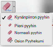 Macissa PowerPoint for Office 365 sisältää neljä pyyhintä digitaaliselle käsinkirjoitukselle.