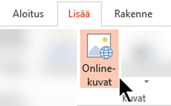 Valitse Lisää työkalurivin valintanauhassa ja valitse sitten Online-kuvat