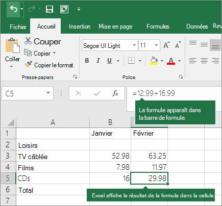 Exemple d’une formule simple