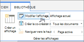 Option modifier l’affichage de l’onglet Bibliothèque de ruban SharePoint Online