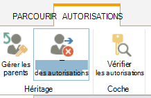 Contrôle d’autorisations de liste/bibliothèque affichant le bouton Arrêter d’hériter des autorisations