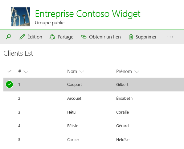 Liste dans SharePoint Online