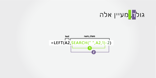 נוסחה להפרדת שם משפחה ואחריו שם פרטי ושם פרטי שני