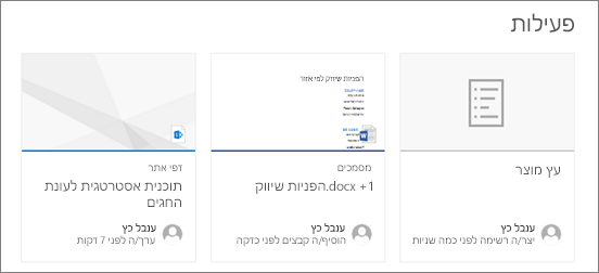 Web Part של פעילות אתר