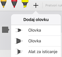 Galerija olovki u sustavu Office za iPad i iPhone sadrži teksturu olovke