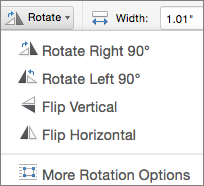 Office for Mac Shape Rotate Menu