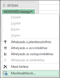 Az Excel Értékmező-beállítások párbeszédpanelje