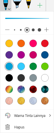 Warna dan efek tinta untuk menggambar dengan tinta di Office di Windows Mobile