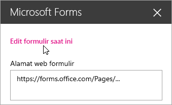 Mengedit formulir saat ini di panel komponen web Microsoft Forms untuk formulir yang sudah ada.