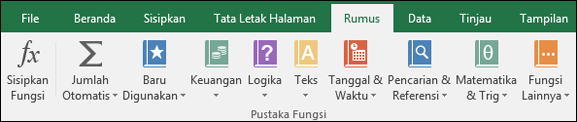 Tab Rumus Excel pada Pita