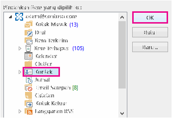 Memindahkan kontak ke folder Kontak