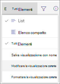 Menu Cambia opzioni di visualizzazione