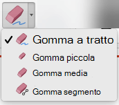 Nel Mac PowerPoint per Office 365 include quattro gomme per l'input penna.