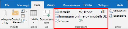 Selezionare un'opzione nel gruppo Illustrazioni